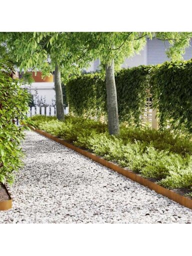 Lawn Edging, 30 pcs, Brown, 100 × 0.5 × 15 cm