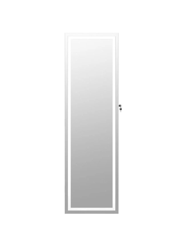 Зеркальный шкаф для украшений с LED-подсветкой, белый 3