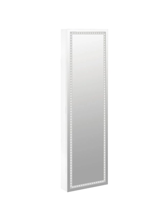 Зеркальный шкаф для украшений с LED-подсветкой, белый 4