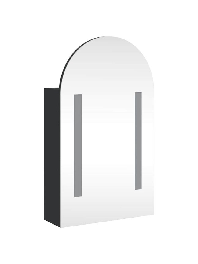 Bathroom Mirror Cabinet with LED, Black, 42 × 13 × 70 cm 2