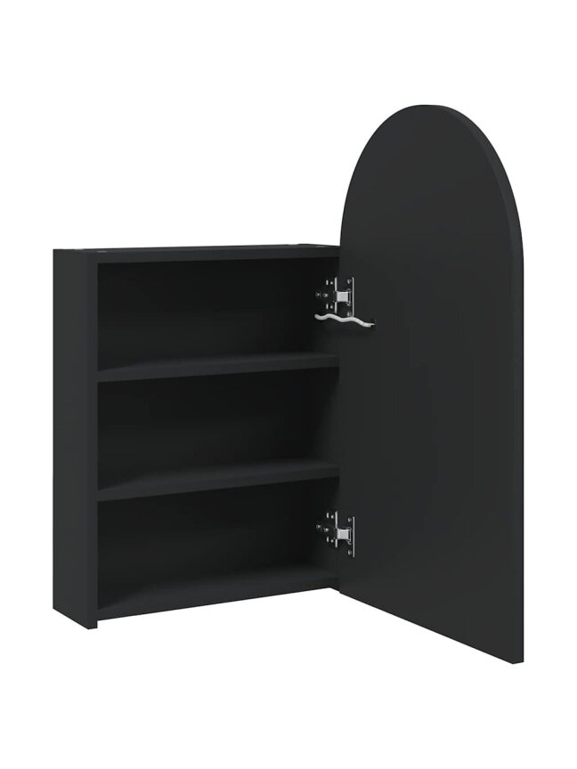 Bathroom Mirror Cabinet with LED, Black, 42 × 13 × 70 cm 3