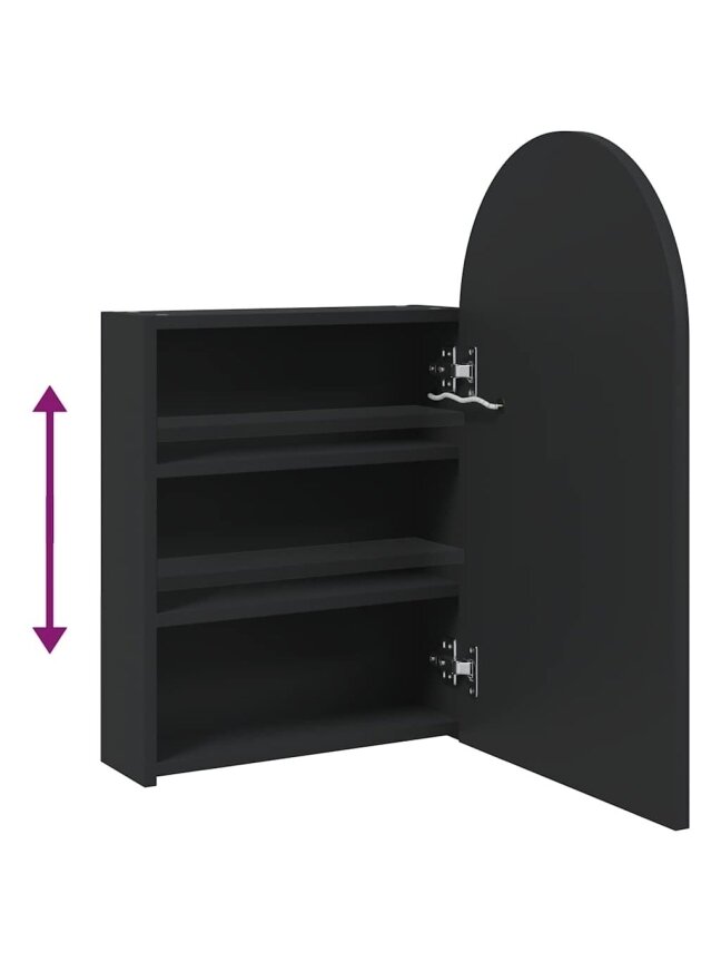 Bathroom Mirror Cabinet with LED, Black, 42 × 13 × 70 cm 7