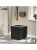 Velvet storage ottoman stool, folding footrest, 37.5 × 37.5 × 38 cm, black.