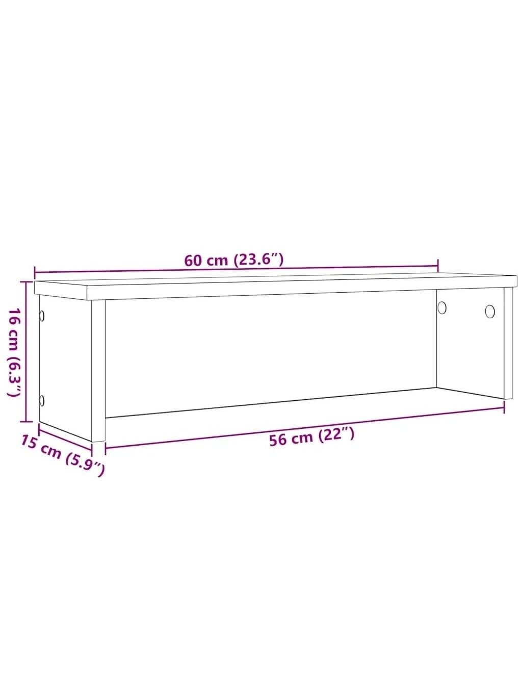Kitchen Stackable Shelves, 2 pcs, White, 60x15x16 cm 7
