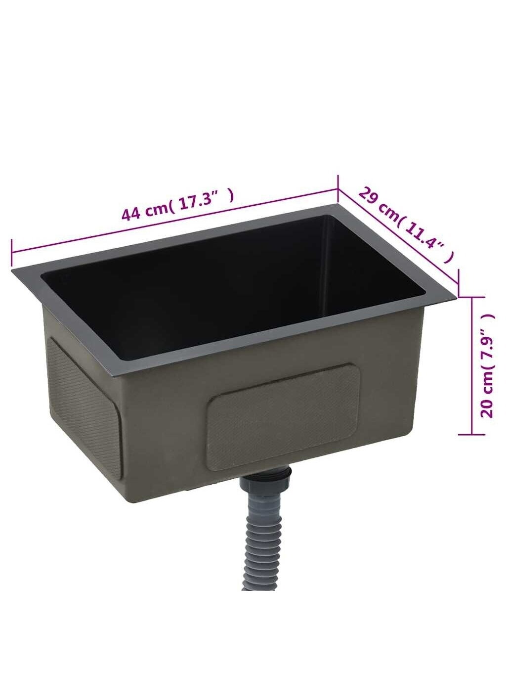 Kitchen Sink, Black, Stainless Steel, Handmade 5