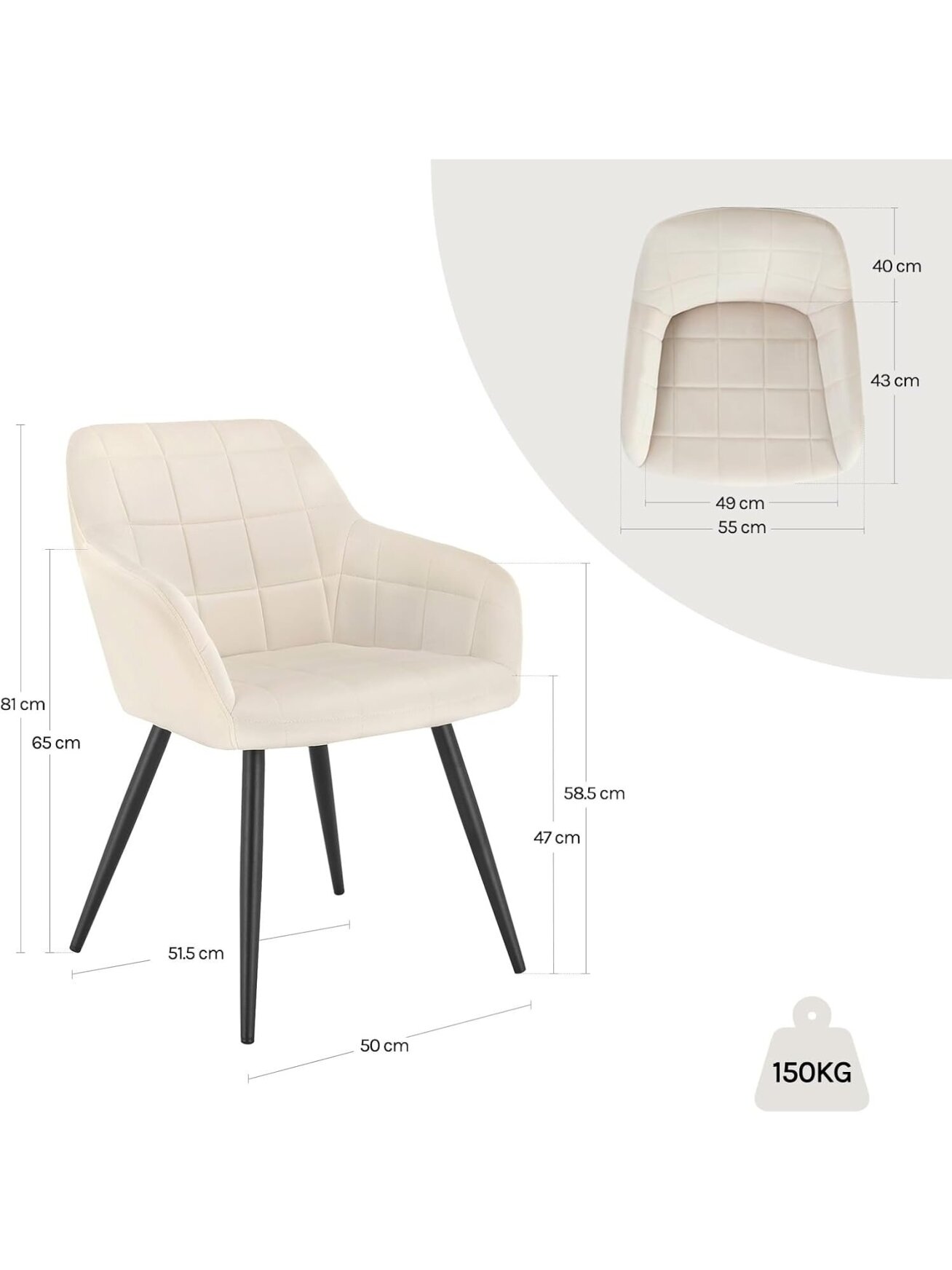 Vintage Nordic-style dining chair with armrests, cream 1 Vintage Nordic-style dining chair with armrests, cream 1
