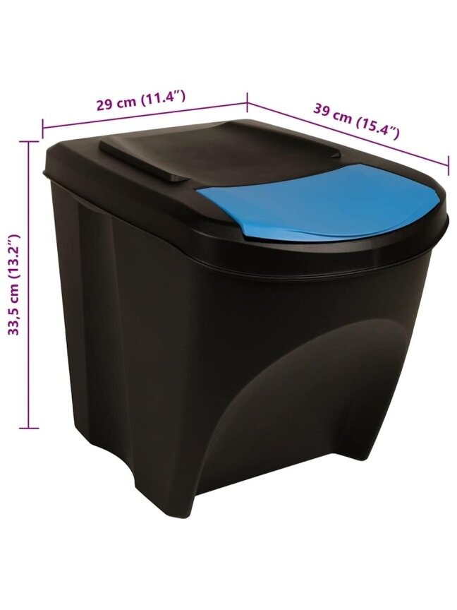 Stackable Trash Bins, 4 pcs, Anthracite, 100 L 7