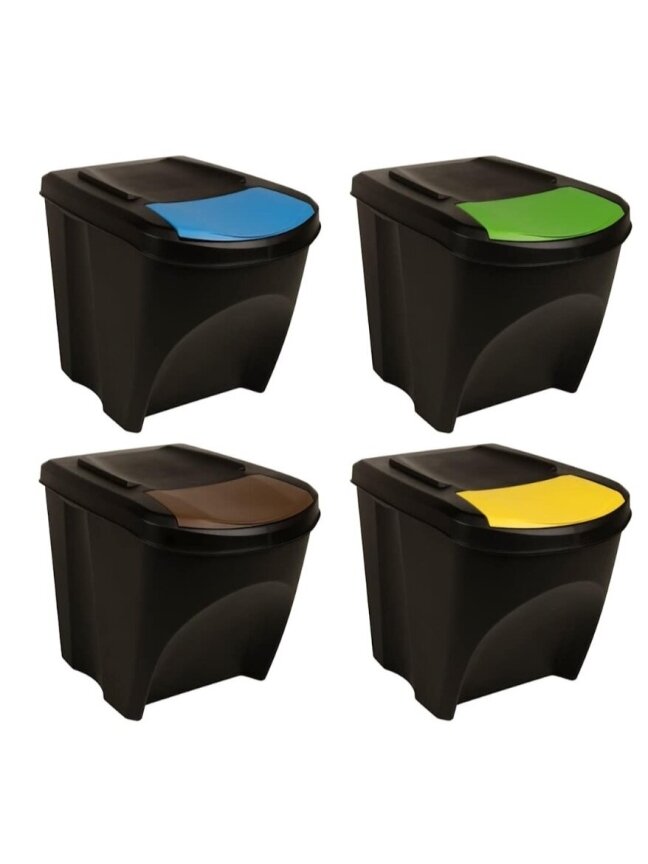 Stackable Trash Bins, 4 pcs, Anthracite, 100 L
