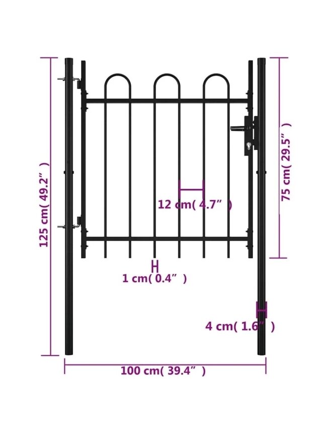 Single gate with rounded top, 100 × 75 cm 5