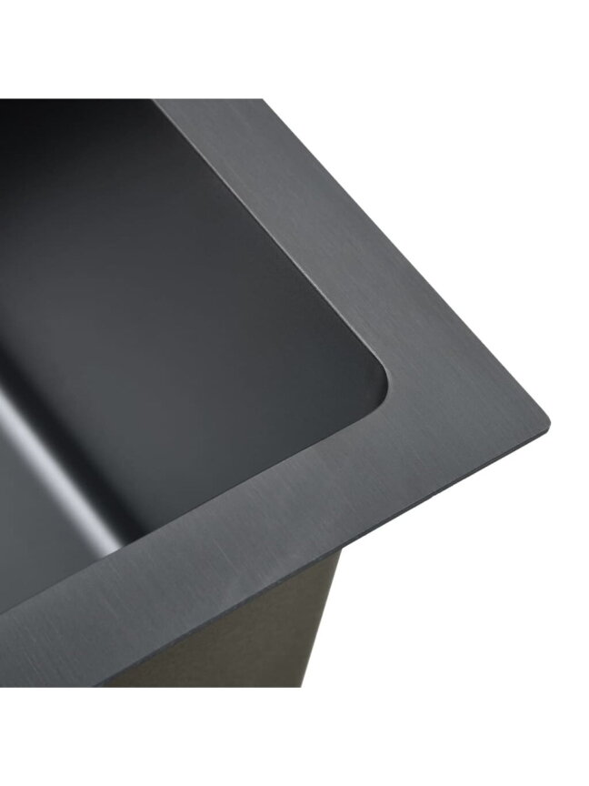 Kitchen Sink, Black, Stainless Steel, Handmade 3