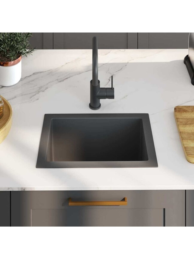 Kitchen Sink, Black, Stainless Steel, Handmade 1