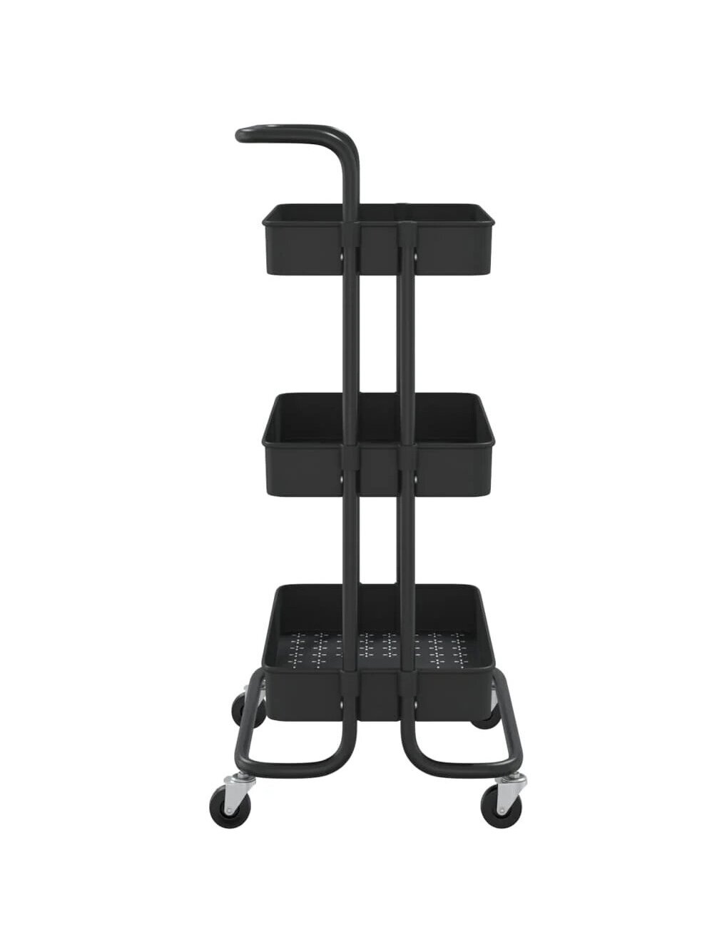 Kitchen trolley, 3-tier, black, 42x35x85 cm, iron/ABS 3