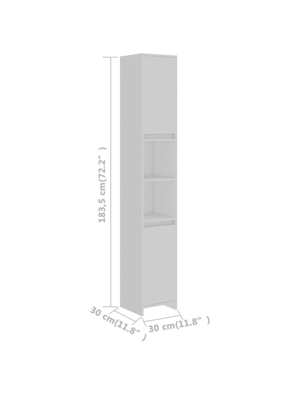 Bathroom cabinet, White, 30×30×183.5 cm, Wood 7 Bathroom cabinet, White, 30×30×183.5 cm, Wood 7