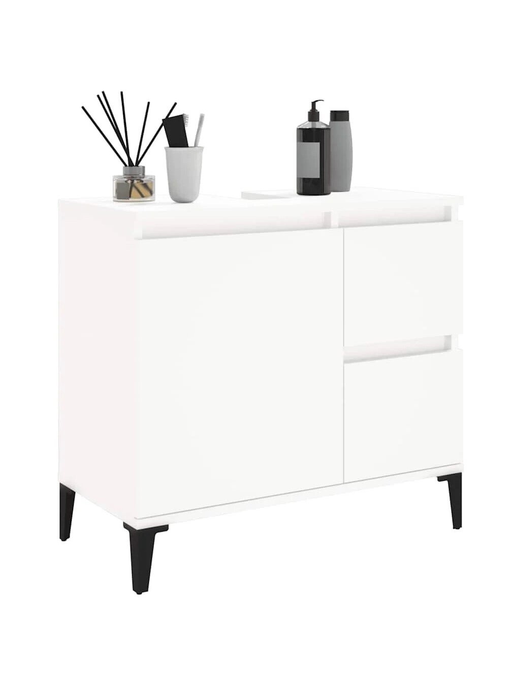 Bathroom Cabinet, White, 65x33x60 cm, Processed Wood 4 Bathroom Cabinet, White, 65x33x60 cm, Processed Wood 4