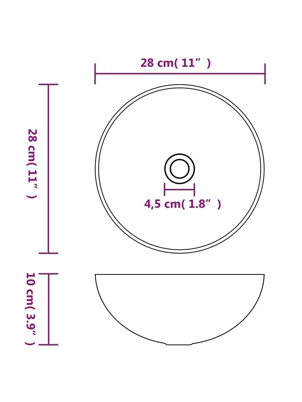 Bathroom sink, matte black, ceramic, round 5