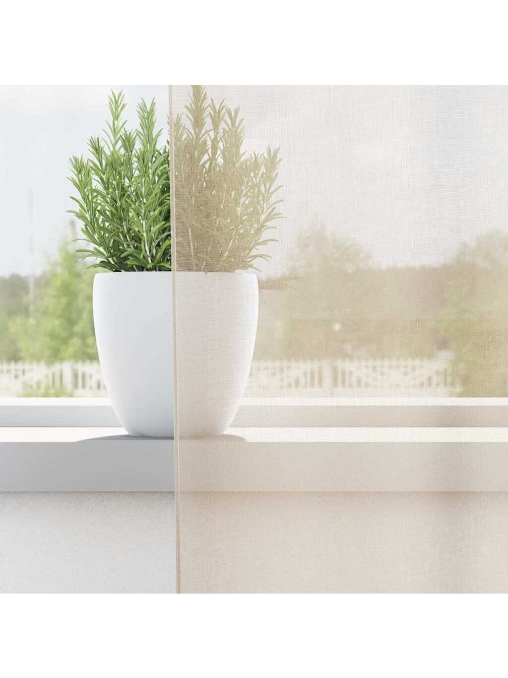 Voile curtains with top panel, 2 pcs, cream color 1