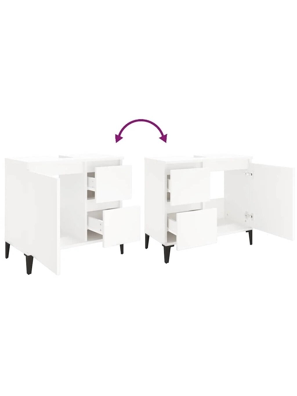 Bathroom Cabinet, White, 65x33x60 cm, Processed Wood 9 Bathroom Cabinet, White, 65x33x60 cm, Processed Wood 9