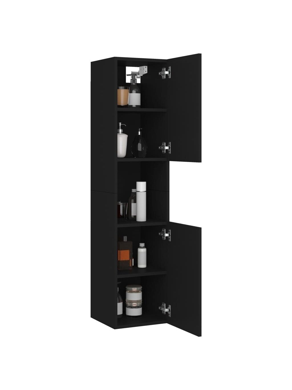 Bathroom Cabinet, Black, 30×30×130 cm, Processed Wood 4