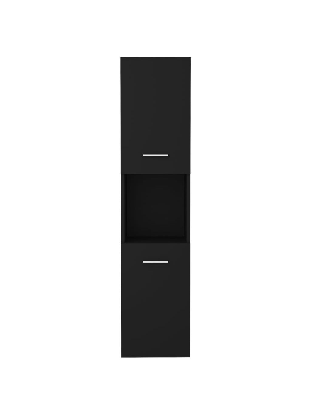 Bathroom Cabinet, Black, 30×30×130 cm, Processed Wood 5