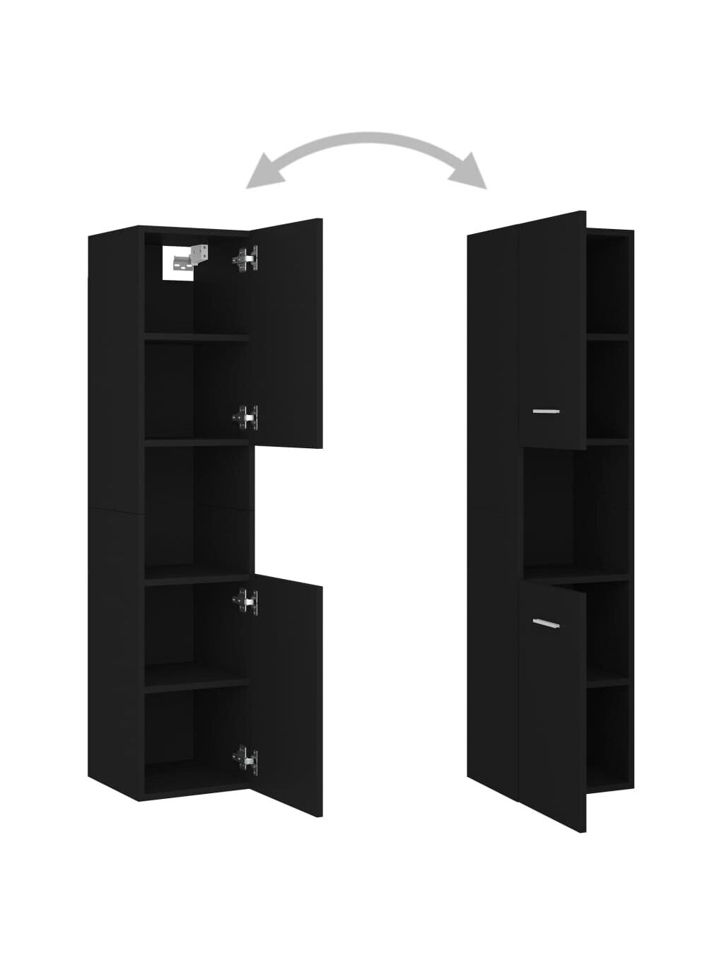 Bathroom Cabinet, Black, 30×30×130 cm, Processed Wood 6
