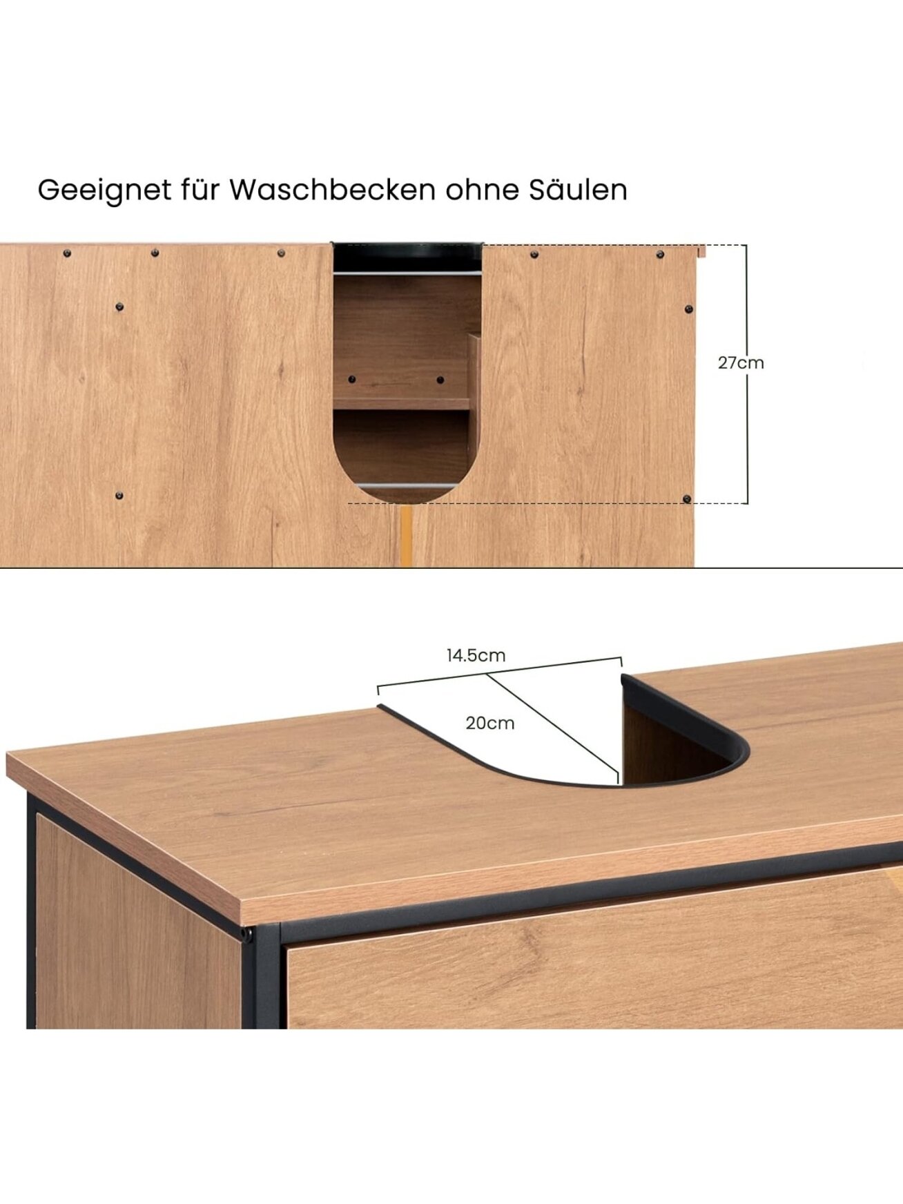 Bathroom cabinet with 2 drawers and 3 open compartments. 4 Bathroom cabinet with 2 drawers and 3 open compartments. 4