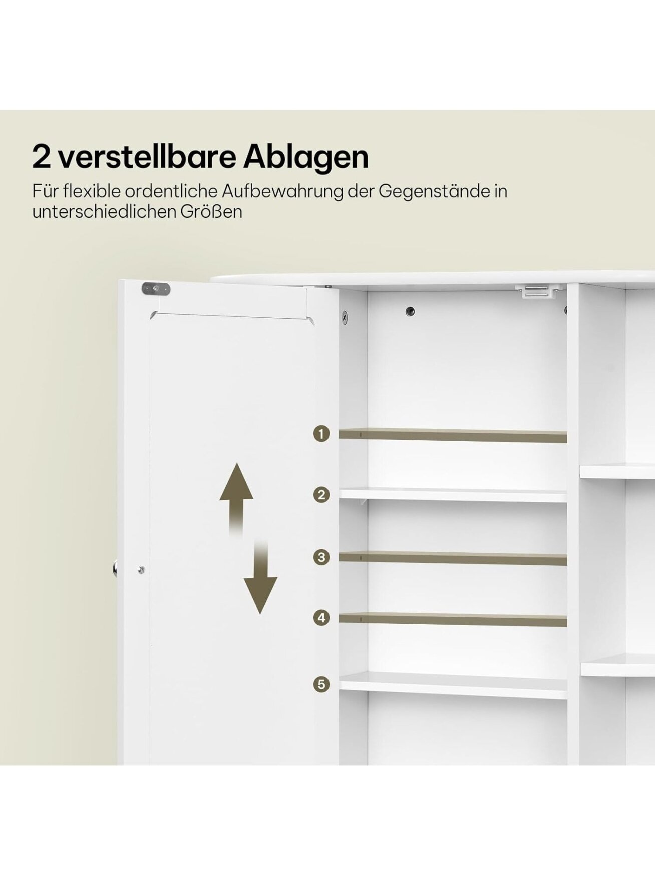 Bathroom wall-mounted mirror cabinet with doors, approx. 60 x 58 x 16 cm, white. 7