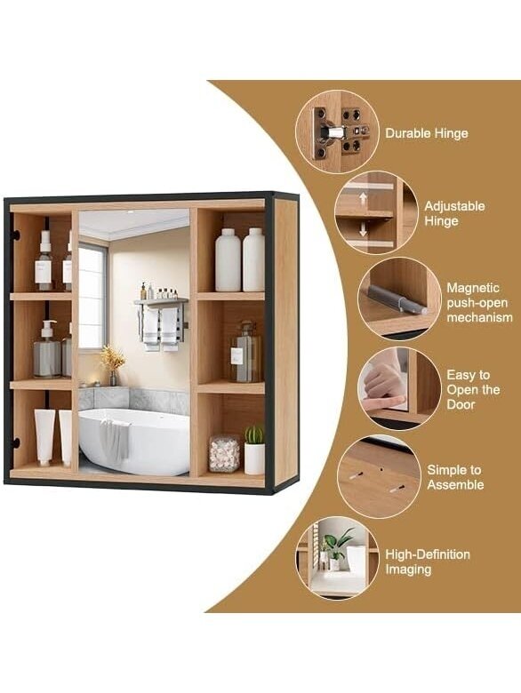 Bathroom cabinet with mirror, 60 × 58 × 16 cm 6 Bathroom cabinet with mirror, 60 × 58 × 16 cm 6
