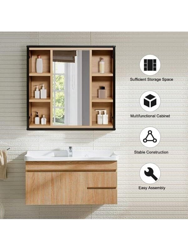 Bathroom cabinet with mirror, 60 × 58 × 16 cm 3 Bathroom cabinet with mirror, 60 × 58 × 16 cm 3
