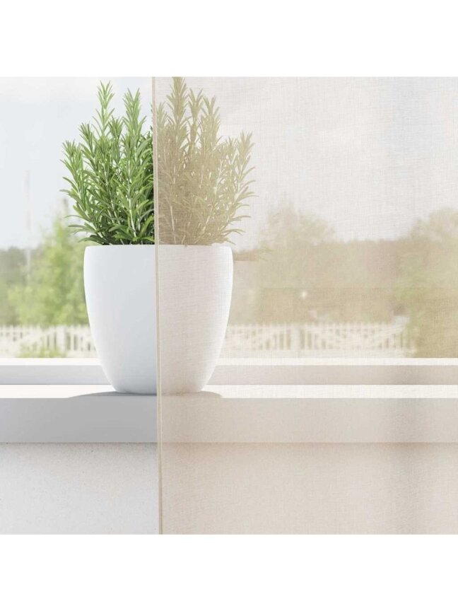 Voile curtains with top panel, 2 pcs, cream color 1