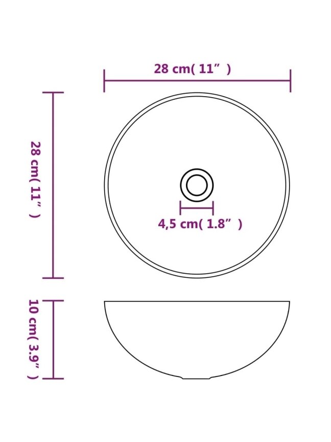 Bathroom sink, matte black, ceramic, round 5