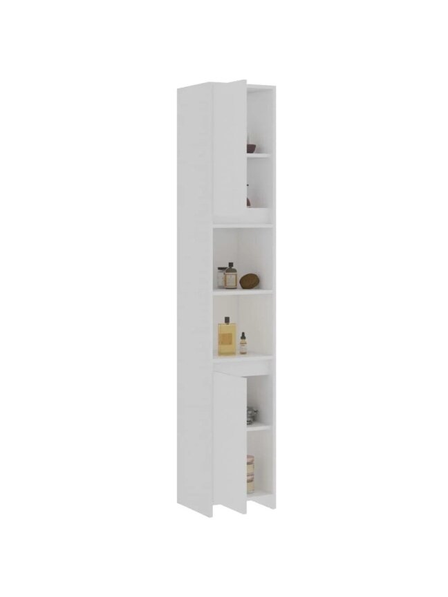 Bathroom cabinet, White, 30×30×183.5 cm, Wood 3 Bathroom cabinet, White, 30×30×183.5 cm, Wood 3