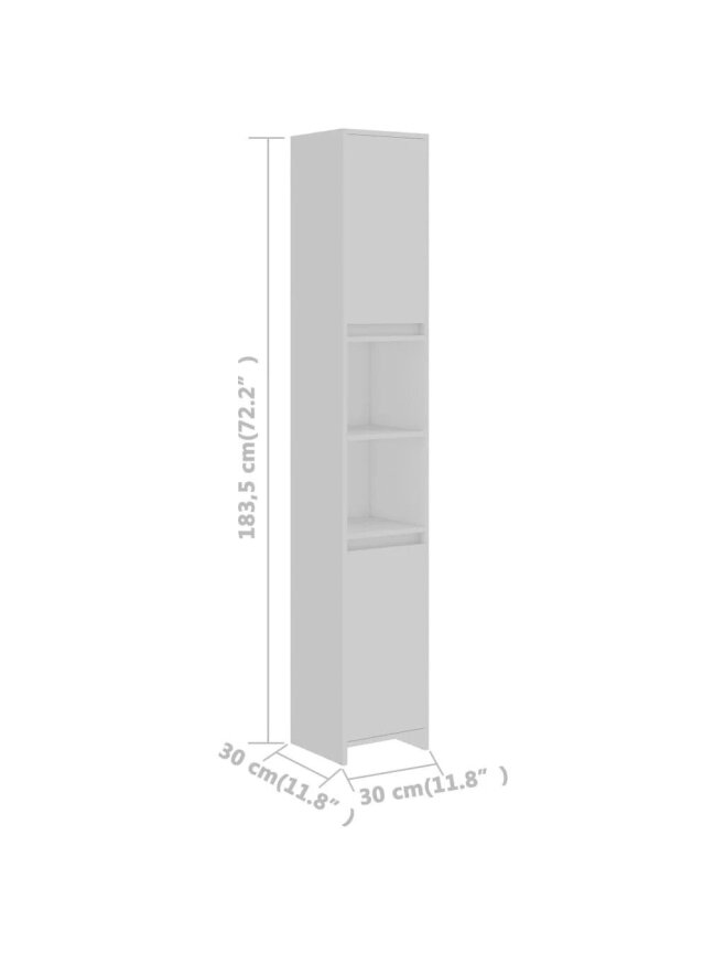 Bathroom cabinet, White, 30×30×183.5 cm, Wood 7 Bathroom cabinet, White, 30×30×183.5 cm, Wood 7