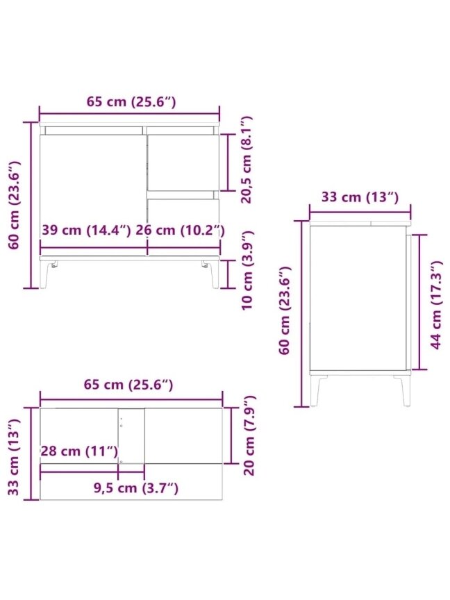 Bathroom Cabinet, White, 65x33x60 cm, Processed Wood 10 Bathroom Cabinet, White, 65x33x60 cm, Processed Wood 10