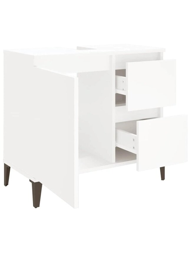 Bathroom Cabinet, White, 65x33x60 cm, Processed Wood 5 Bathroom Cabinet, White, 65x33x60 cm, Processed Wood 5