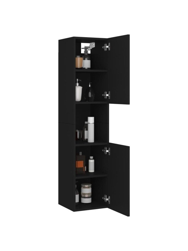 Bathroom Cabinet, Black, 30×30×130 cm, Processed Wood 4