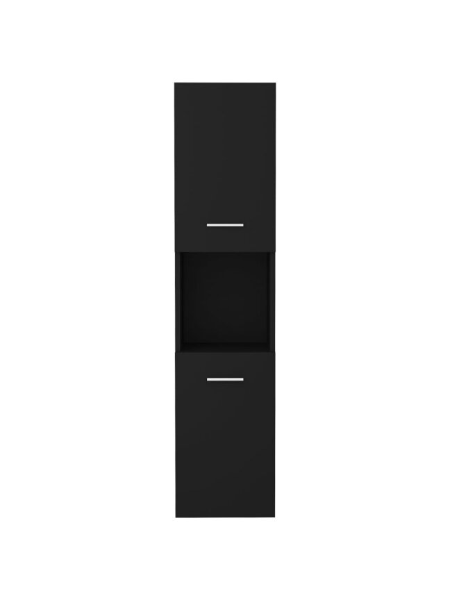 Bathroom Cabinet, Black, 30×30×130 cm, Processed Wood 5