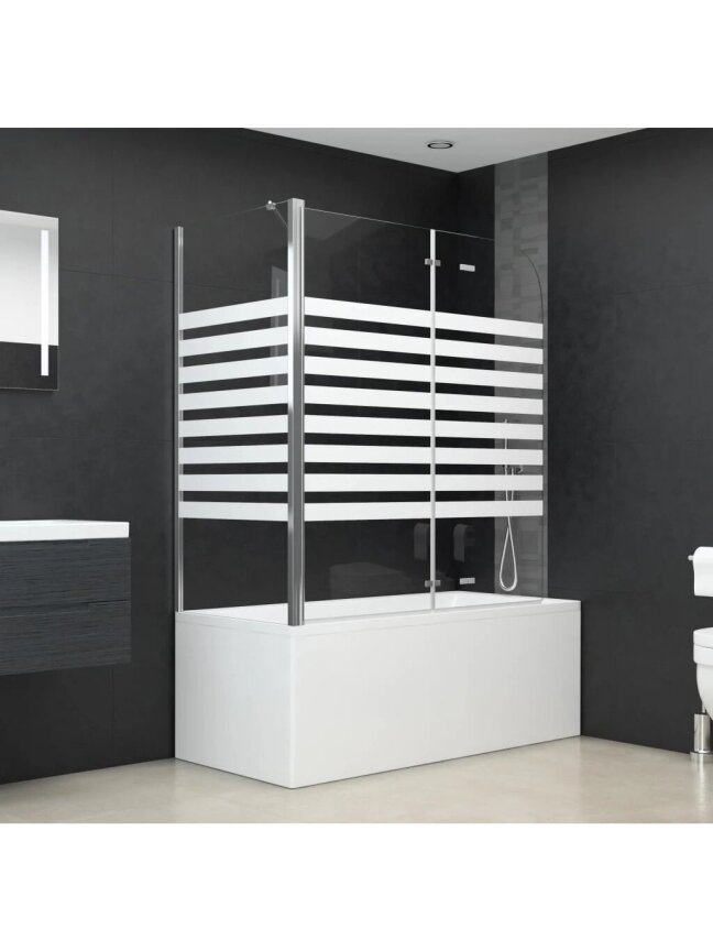 Bathroom partition, 120x68x130 cm, tempered glass, striped