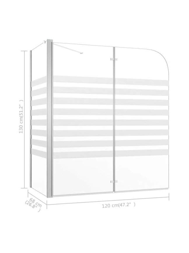 Bathroom partition, 120x68x130 cm, tempered glass, striped 3