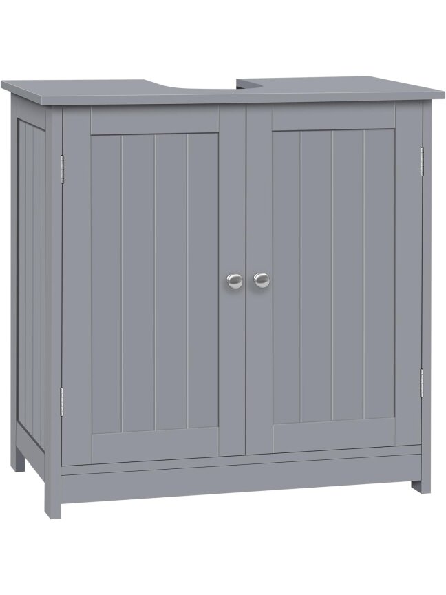 Bathroom cabinet under sink, light grey color, 60 x 30 x 60 cm. 1