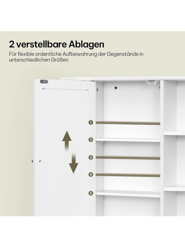 Bathroom wall-mounted mirror cabinet with doors, approx. 60 x 58 x 16 cm, white. 7