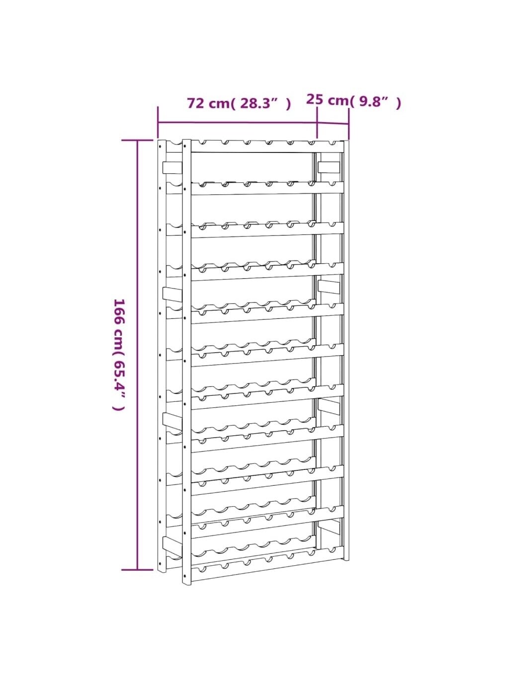 Wine rack for 77 bottles, gray, solid pine wood 5