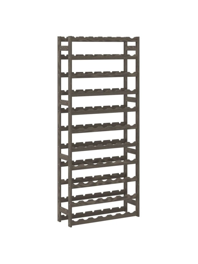 Wine rack for 77 bottles, gray, solid pine wood 3