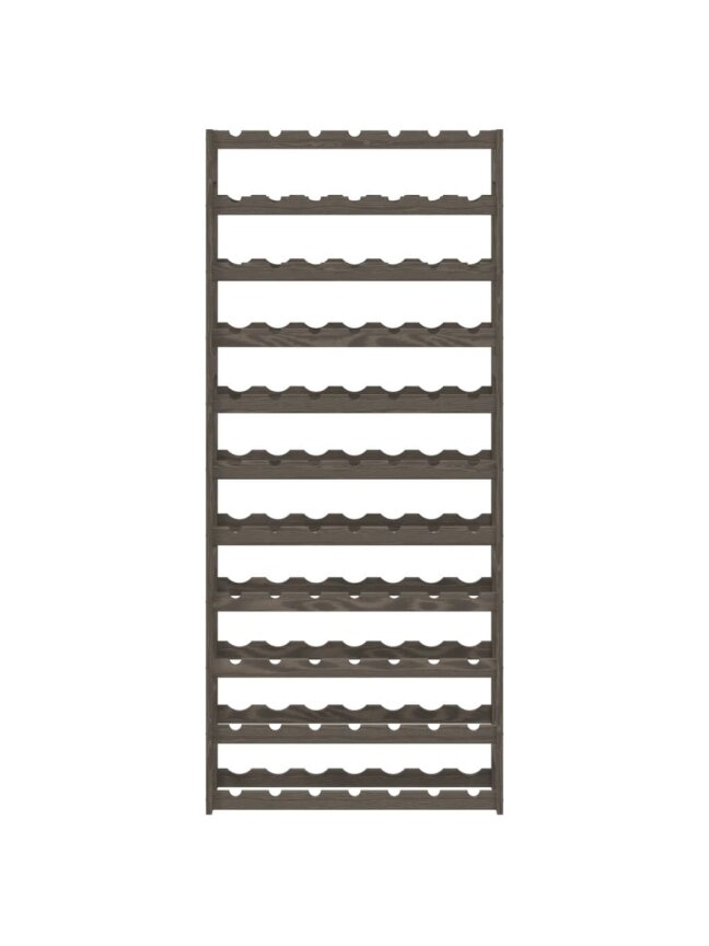 Wine rack for 77 bottles, gray, solid pine wood 1