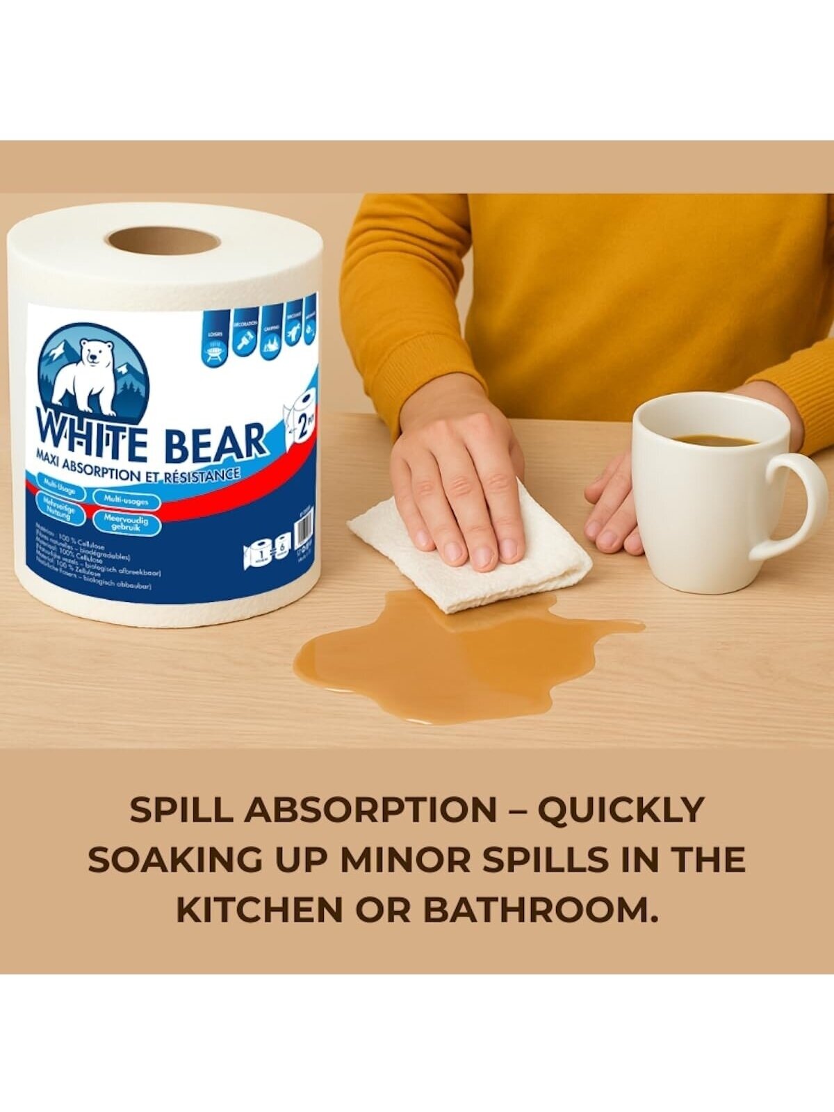 White Bear 6 Rolls of Biodegradable Kitchen Towels 3
