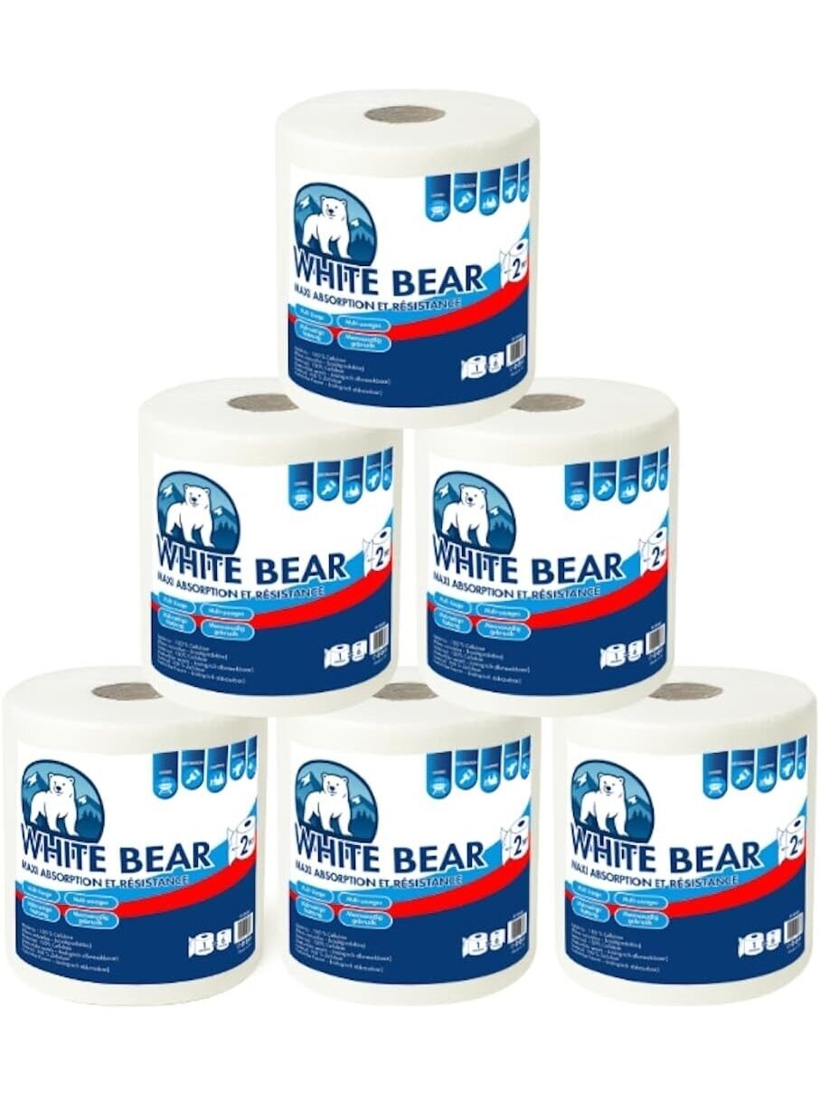 White Bear 6 Rolls of Biodegradable Kitchen Towels