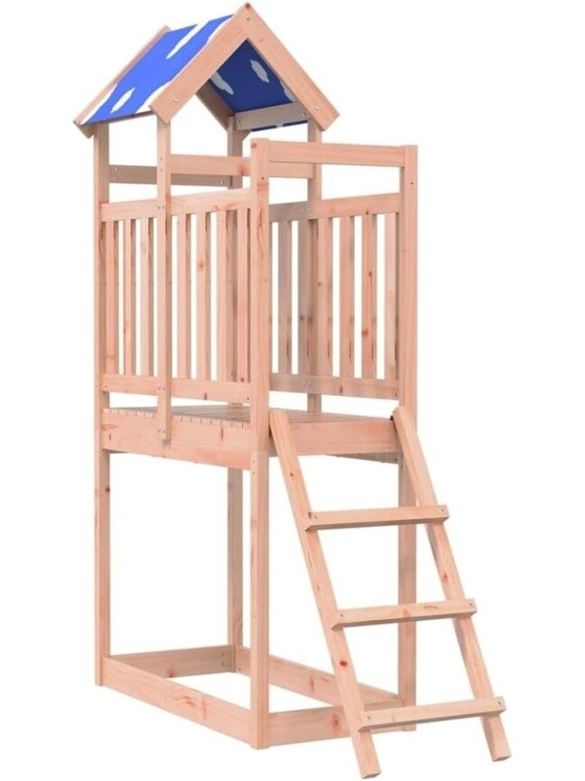 Play tower, reddish-brown, white, solid Douglas fir wood, polyester 1