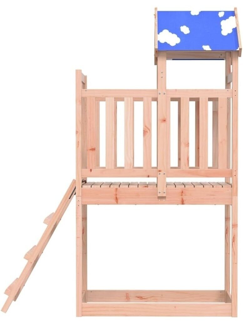 Play tower, reddish-brown, white, solid Douglas fir wood, polyester 3