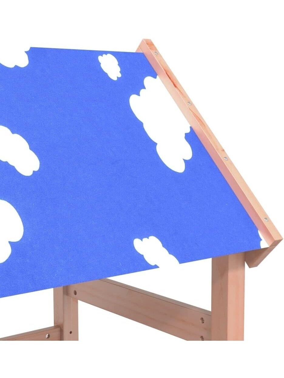 Play tower, reddish-brown, white, solid Douglas fir wood, polyester 4
